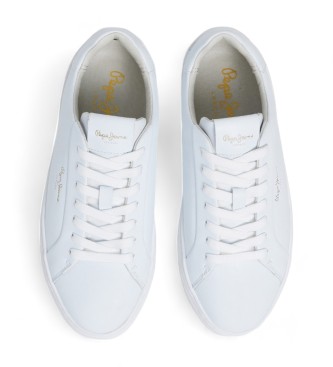 Pepe Jeans Camden Top baskets en cuir blanc