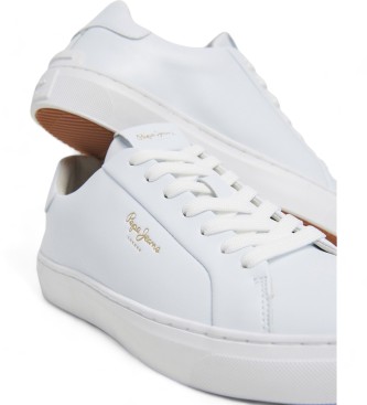 Pepe Jeans Camden Top baskets en cuir blanc