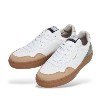 Pepe Jeans Camden Urbane usnjene športne copate bele barve