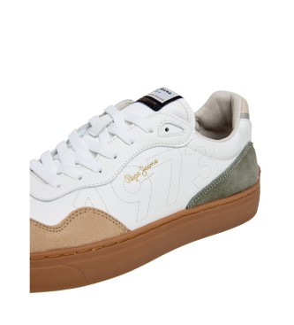 Pepe Jeans Camden Urbane usnjene športne copate bele barve