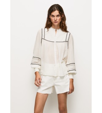 Pepe Jeans Chemise avec dtails brods blanc
