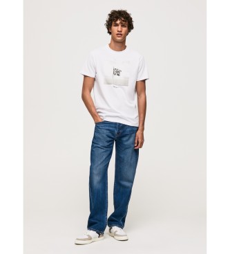 Pepe Jeans T-shirt en coton avec drapeau Union Jack, blanc