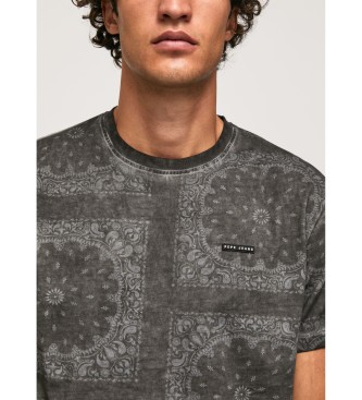 Pepe Jeans Baumwoll-T-Shirt Bedrucktes Bandana grau