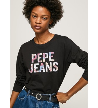 Pepe Jeans Logo-T-Shirt mit schwarzen Aufnhern