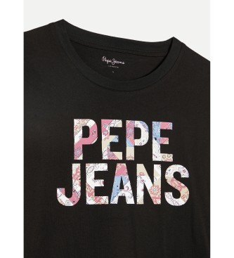 Pepe Jeans T-shirt con logo e toppe nere