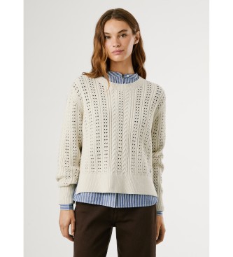 Pepe Jeans Candide Pulover iz belo-rumene barve