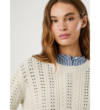 Pepe Jeans Candide Pulover iz belo-rumene barve