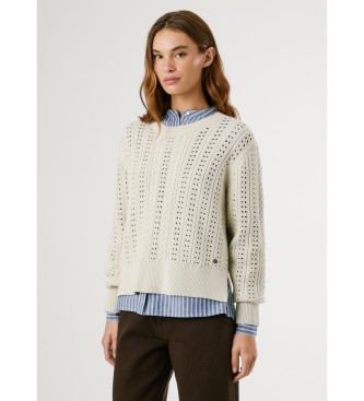 Pepe Jeans Candide Pulover iz belo-rumene barve