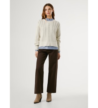 Pepe Jeans Candide Pulover iz belo-rumene barve