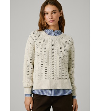 Pepe Jeans Candide Pulover iz belo-rumene barve