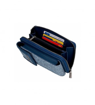 Pepe Jeans Niebieski portfel na telefon komórkowy Maddie -11x20x4cm