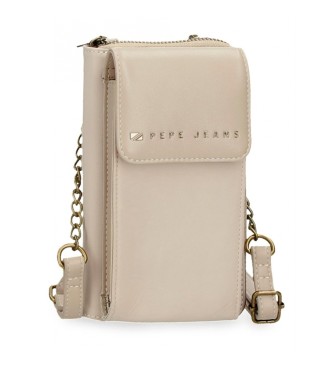 Pepe Jeans Beżowy portfel na telefon komórkowy i torba kurierska Morgan