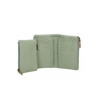 Pepe Jeans Denarnica z odstranljivo torbico Aurora zelena - 14,5x9x2cm
