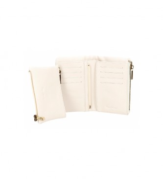Pepe Jeans Lena bela denarnica z odstranljivo denarnico za kovance - 14,5x9x2cm