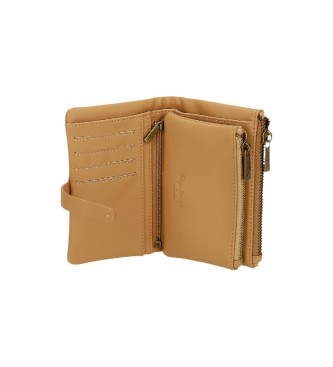 Pepe Jeans Lena rjava denarnica z odstranljivo denarnico za kovance - 14,5x9x2cm