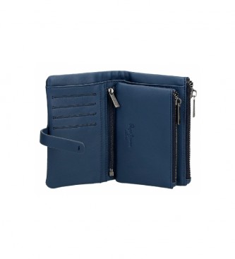 Pepe Jeans Maddie blauwe portemonnee met verwijderbaar muntzakje -14,5x9x2cm