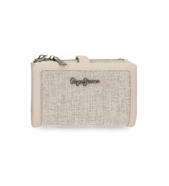 Pepe Jeans Maddie beige wallet with removable coin purse -14,5x9x2cm