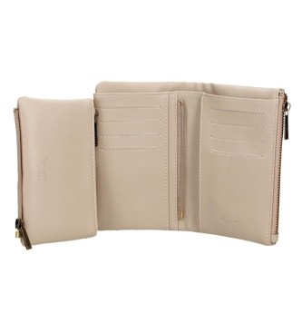 Pepe Jeans Morgan beige wallet with removable coin pouch