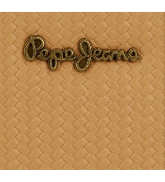 Pepe Jeans Rjava denarnica Lena z držalom za kartice -17x10x2cm