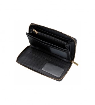 Pepe Jeans Aurora schwarzes Portemonnaie mit Reiverschluss -19,5x10x2cm
