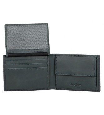 Pepe Jeans Checkbox leather wallet Navy blue