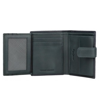 Pepe Jeans Checkbox leather wallet with click closure Navy blue
