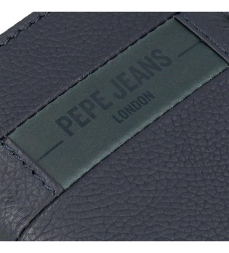 Pepe Jeans Portefeuille en cuir Checkbox avec fermeture  clic Bleu marine