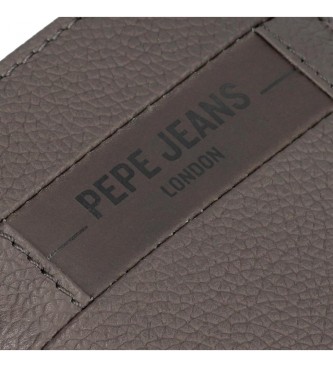 Pepe Jeans Checkbox leather wallet with click closure Grey