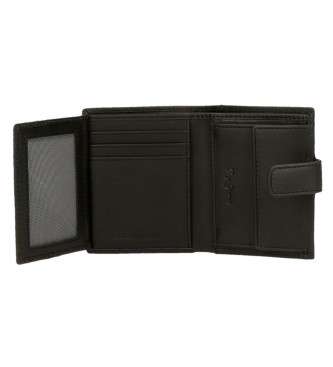 Pepe Jeans Checkbox leather wallet with click closure Black