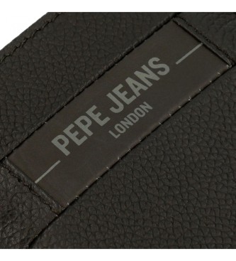 Pepe Jeans Skórzany portfel Checkbox z zapięciem na zatrzask, czarny