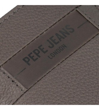 Pepe Jeans Skórzany portfel Checkbox szary