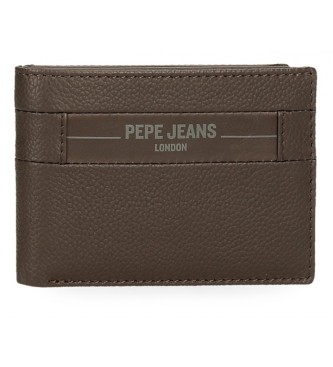 Pepe Jeans Portefeuille en cuir Checkbox Marron