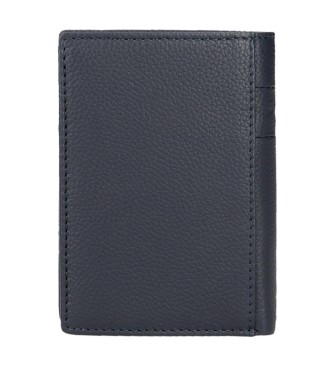 Pepe Jeans Usnjena denarnica Checkbox vertikalna z denarnico za kovance Navy Blue