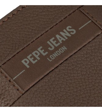 Pepe Jeans Lederen Checkbox portemonnee verticaal met munttasje Bruin