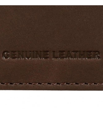 Pepe Jeans Usnjena denarnica Checkbox vertikalna z denarnico za kovance Rjava