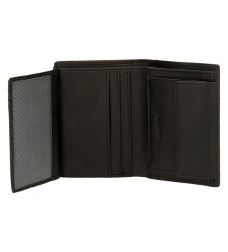 Pepe Jeans Skórzany portfel Checkbox pionowy z portmonetką Czarny