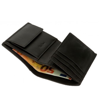 Pepe Jeans Portefeuille en cuir Checkbox vertical avec porte-monnaie Noir