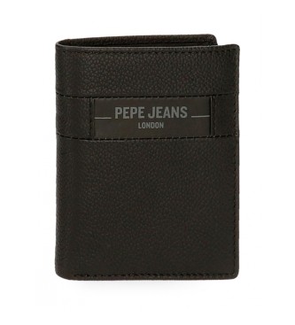 Pepe Jeans Porte-documents en cuir Checkbox Vertical Noir