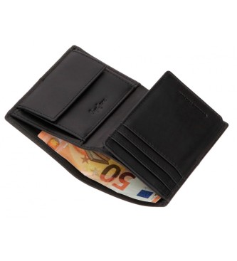 Pepe Jeans Navpična usnjena denarnica Cracker z denarnico za kovance Črna