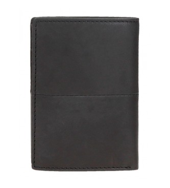 Pepe Jeans Cracker vertical leather wallet with coin purse Black