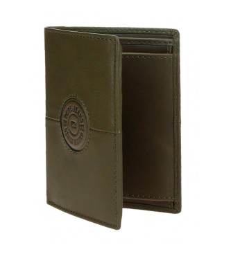 Pepe Jeans Vertikalna usnjena denarnica Cracker z denarnico za kovance Khaki Green