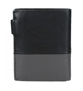 Pepe Jeans Dvojna usnjena denarnica z zapiranjem na klik Črna