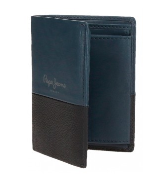 Pepe Jeans Usnjena denarnica Dvojna navpična denarnica s kovanci Mornarsko modra