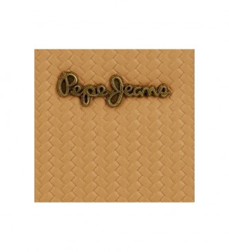 Pepe Jeans Lena brązowy portfel zapinany na zamek -19,5x10x2cm