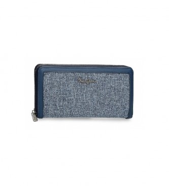 Pepe Jeans Maddie blau Brieftasche mit Reiverschluss -19,5x10x2cm