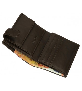 Pepe Jeans Marshal leather wallet with click fastening Brown