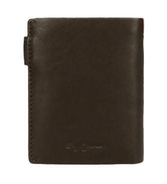 Pepe Jeans Marshal leather wallet with click fastening Brown