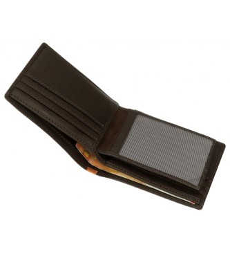 Pepe Jeans Marshal usnjena denarnica z nosilcem za kartice rjava
