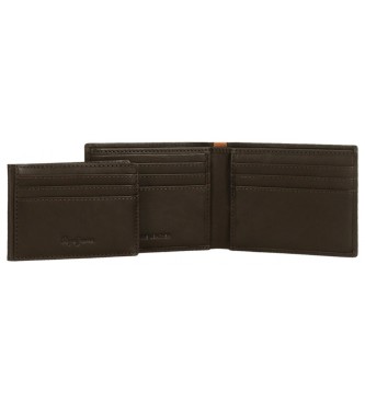 Pepe Jeans Marshal leather wallet with card holder Brown
