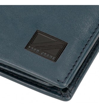 Pepe Jeans Portefeuille vertical en cuir Marshal avec porte-monnaie Bleu marine